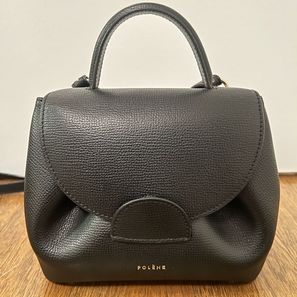 Polene Handbags - Polène Numero Un Nano Mini Leather Top-Handle Bag in Black